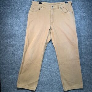 Duluth Trading Co Fire Hose Duck Canvas Work Pants Mens 36x32 Brown Straight Leg